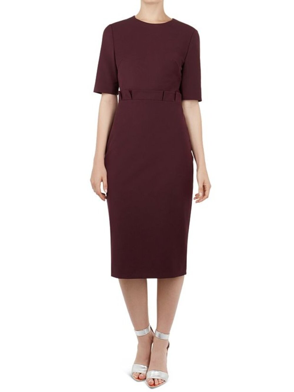 TED BAKER Maggidd pleated waist sheath dress sz T 3 US 8